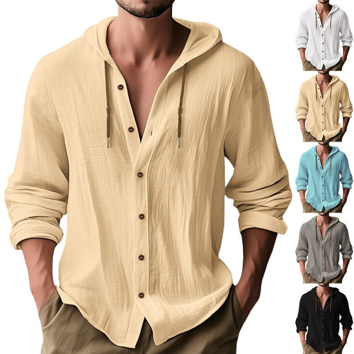 Herren lässige Hemdjacke mit Kapuze und Druckknopfleiste Echoarchiv