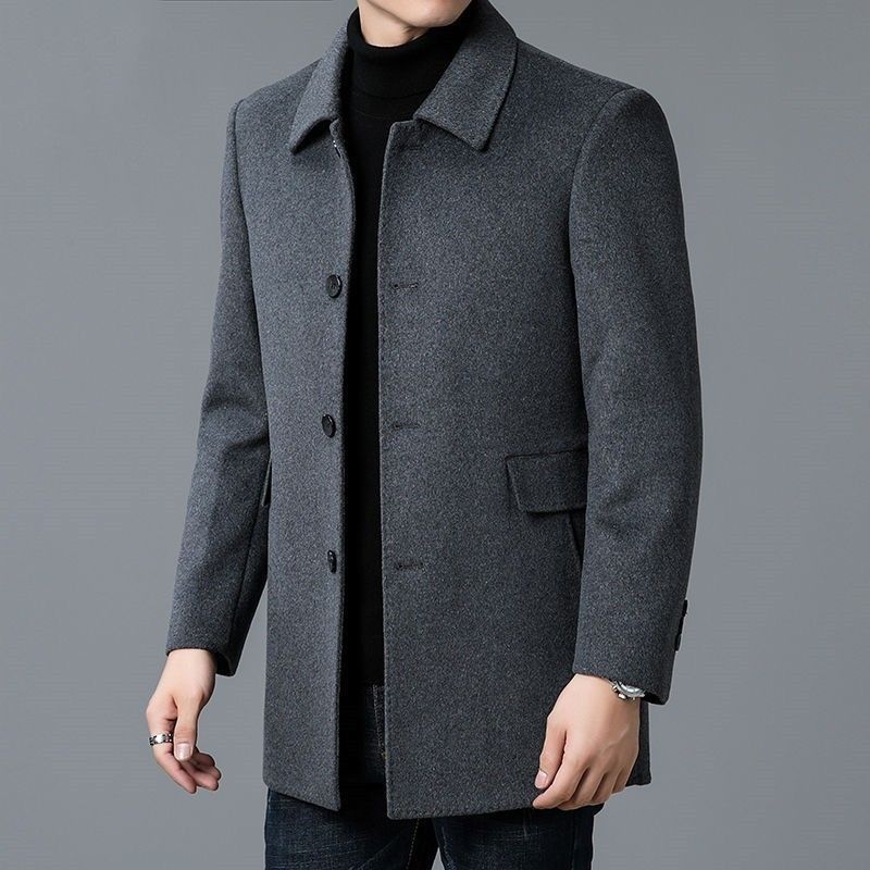 Herren eleganter Wollmantel mit strukturiertem Gewebe und klassischem Schnitt Echoarchiv