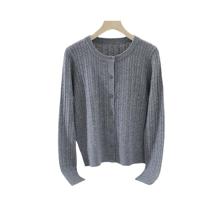 Damen Feiner Zopfmuster-Cardigan mit Rundhals und durchgehender Knopfleiste Echo Archiv