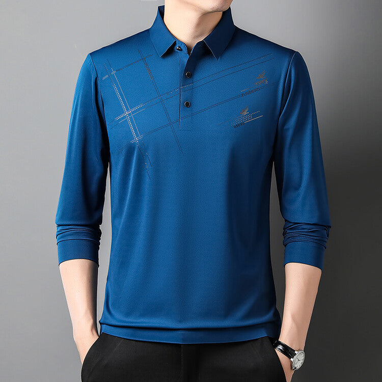Herren Sportliches Langarm Poloshirt mit innovativem Design Echoarchiv