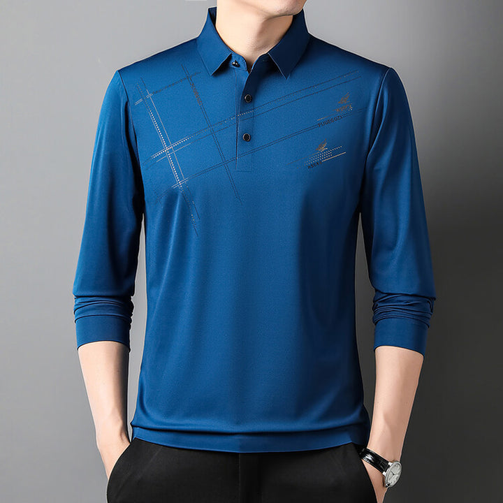 Herren Sportliches Langarm Poloshirt mit innovativem Design Echoarchiv