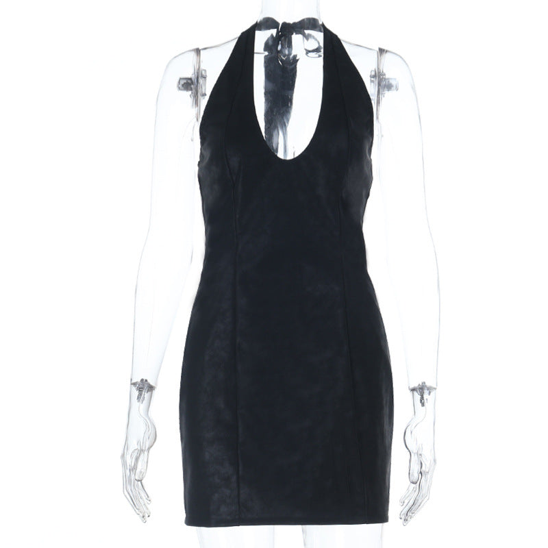 Damen Elegantes Modisches Abendkleid mit tiefem V-Ausschnitt und Halterdesign Echo Archiv