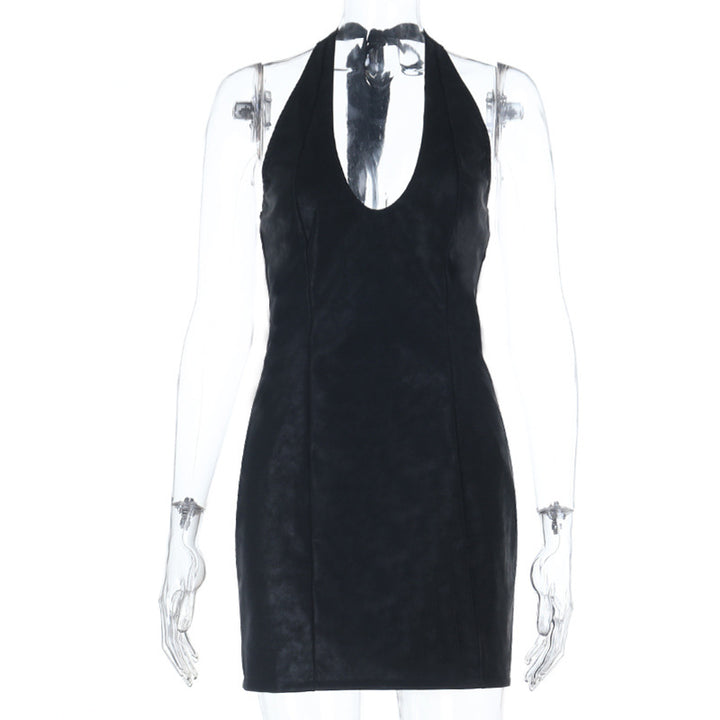 Damen Elegantes Modisches Abendkleid mit tiefem V-Ausschnitt und Halterdesign Echo Archiv
