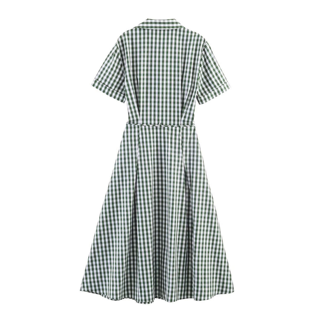 Damen Hemdblusenkleid im karierten Design mit Taillengürtel Echo Archiv