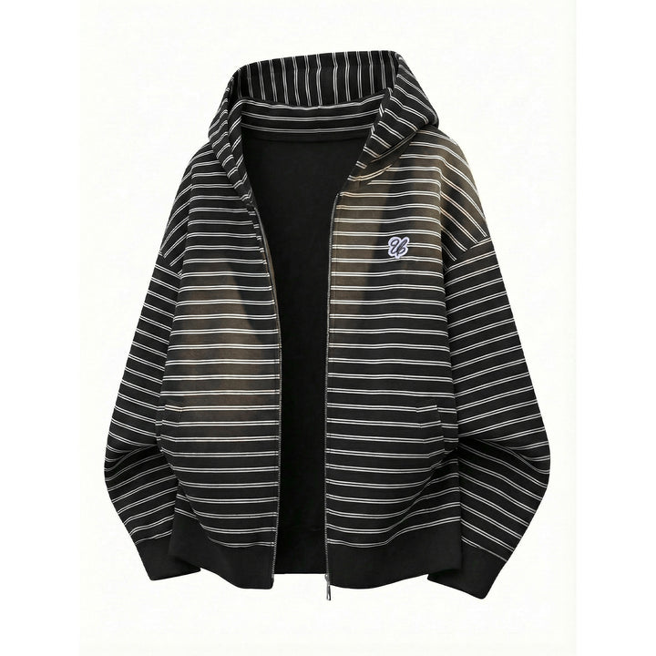 Unisex Kapuzen-Sweatjacke mit Reißverschluss und feinen Querstreifen Echo Archiv