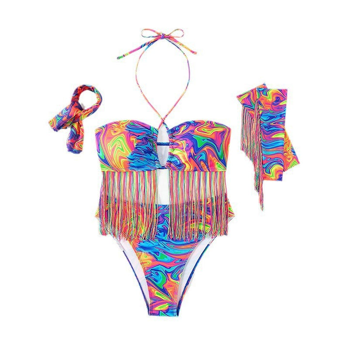 Damen Bunte Strandbikini mit Fransen Echo Archiv