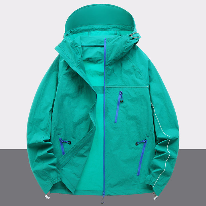 Herren leichte Outdoor-Jacke mit wasserabweisenden Eigenschaften und mehreren Reißverschlusstaschen Echoarchiv