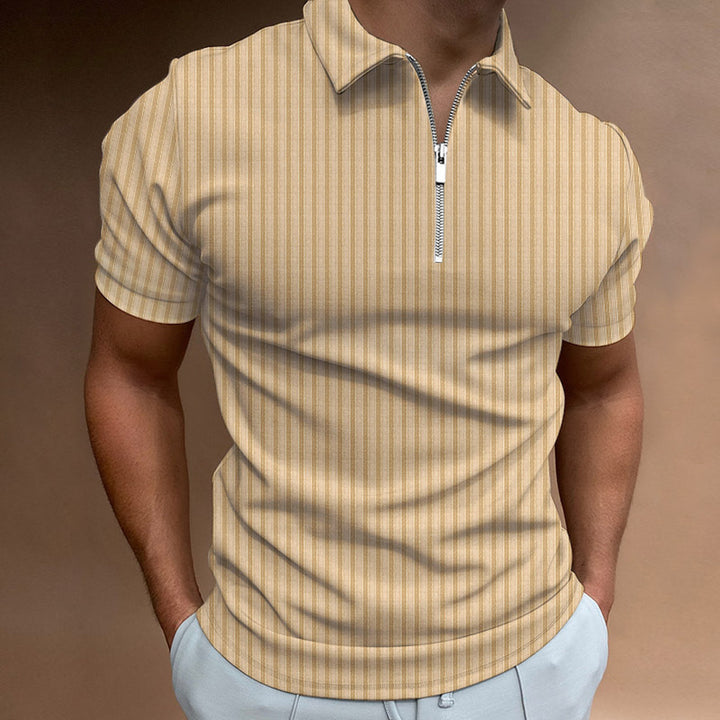 Herren Kurzarm Reißverschluss Kragen Polo Shirt Echoarchiv