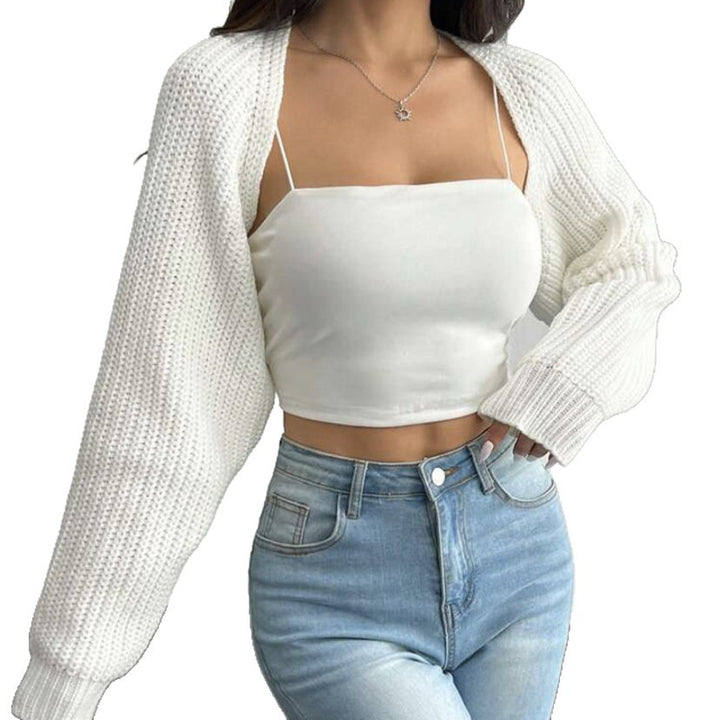 Damen Kurzbolero aus grobem Rippstrick mit Oversized-Ärmeln – Veloura