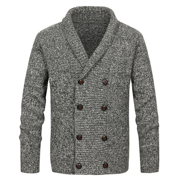 Herren Strickjacke mit modernem Schalkragen und dekorativen Knöpfen Echoarchiv
