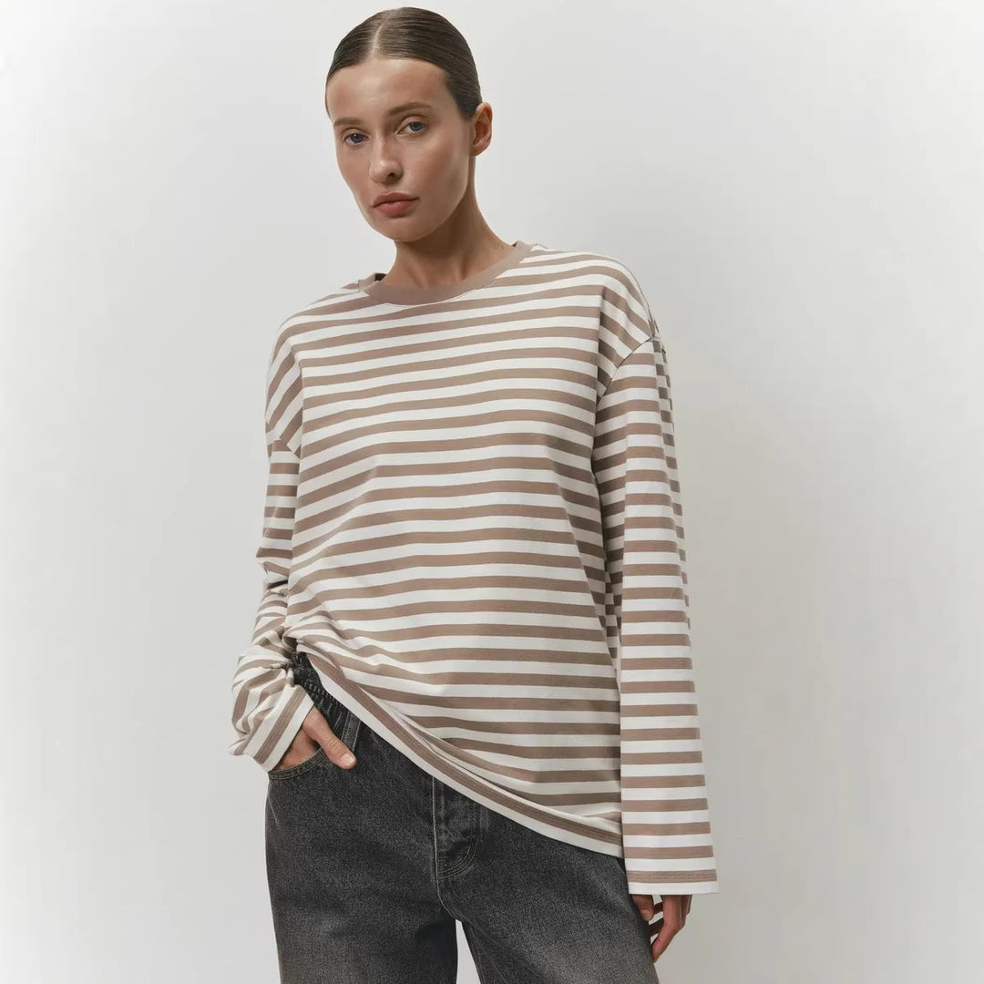 Damen Lässiges gestreiftes Langarmshirt Echo Archiv