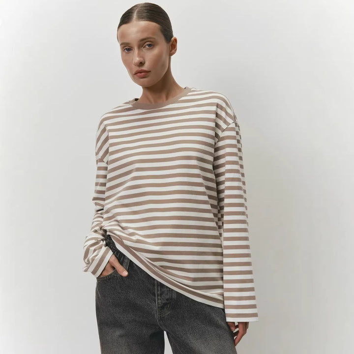 Damen Lässiges gestreiftes Langarmshirt Echo Archiv