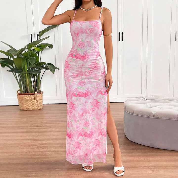 Damen elegantes Blumenmuster Maxikleid Echo Archiv