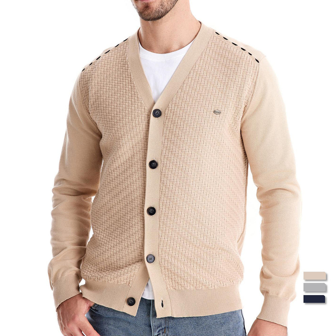 Herren Strickjacke mit strukturiertem Muster Echoarchiv