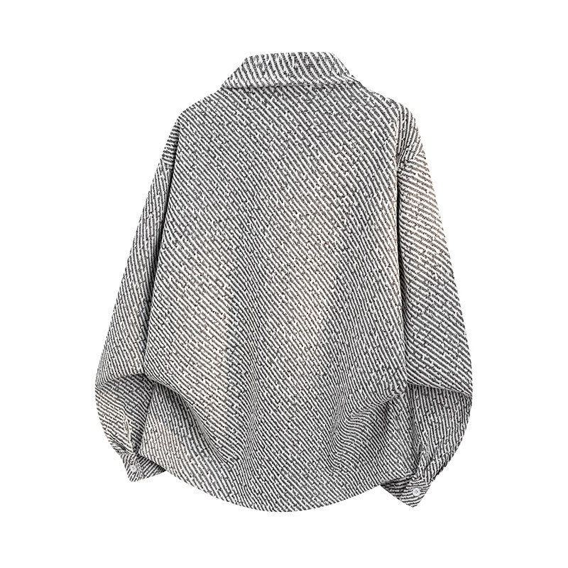 Damen Oversize-Textur-Hemdjacke mit diagonaler Struktur und Brusttasche Echo Archiv