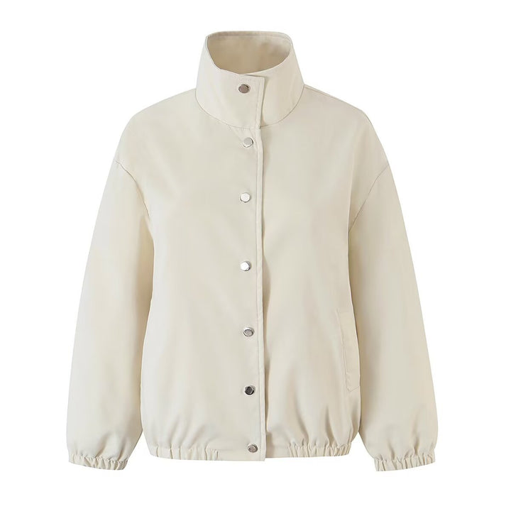 Damen Zweiteiliges Set aus kurzem Blouson mit Stehkragen und hoher Taillen-Bleistiftrock Echo Archiv