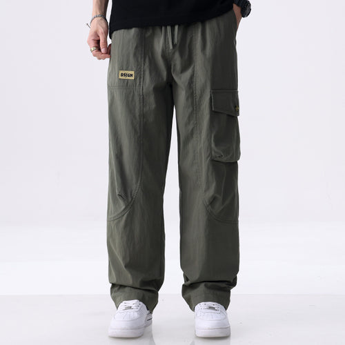 Herren Weite Utility-Cargohose aus Baumwollmix mit Kordelzugbund und aufgesetzten Klappentaschen Echoarchiv