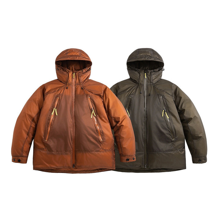 Unisex Oversize wattierte Kapuzenjacke mit schrägen Reißverschlusstaschen und verstellbarem Saum Echo Archiv