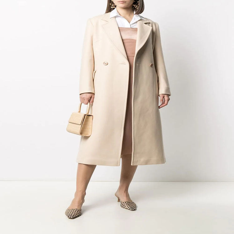 Damen Midilanger Tailoring-Mantel aus Wollmix mit schmalem Revers und kaschierendem Fall Echoarchiv