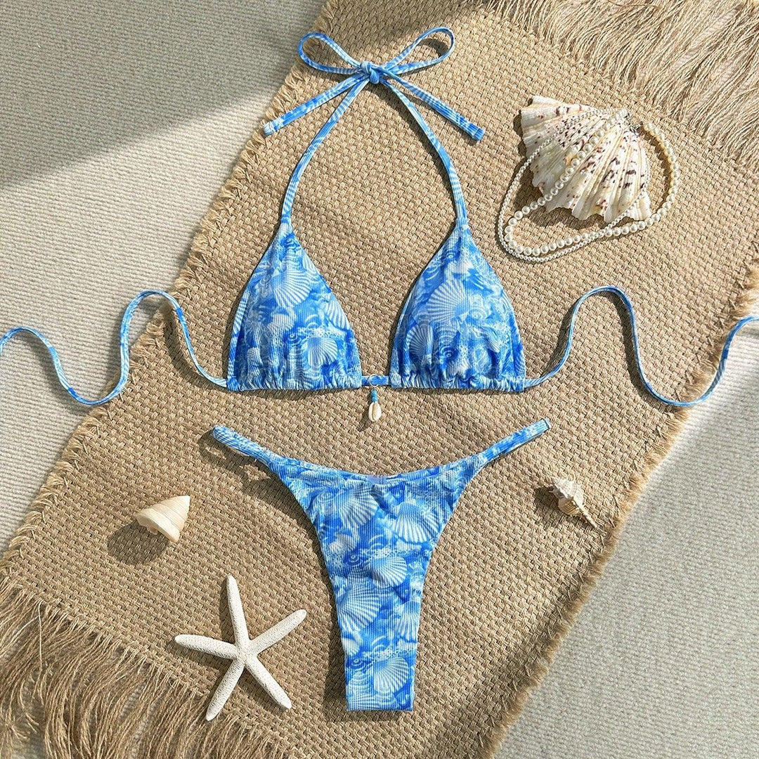 Damen sexy Triangel-Bikini mit maritimem Blumendesign Echo Archiv