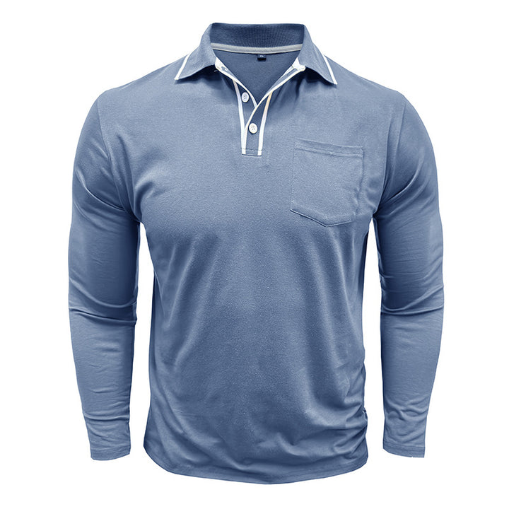 Herren Polo-Hemd mit kontrastierender Knopfleiste und Brusttasche Echoarchiv