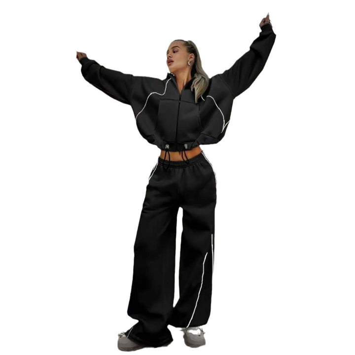Damen nan weites Oversize-Trackset mit Reißverschluss-Kapuzenjacke und extraweiter Loungehose Echo Archiv