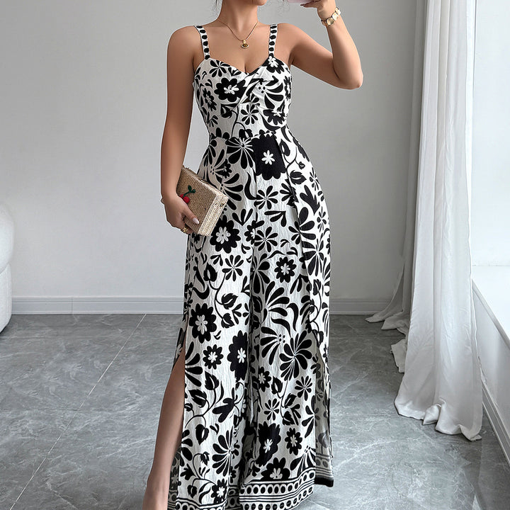 Damen Maxikleid mit tiefem Schlitz und floralem Muster Echo Archiv