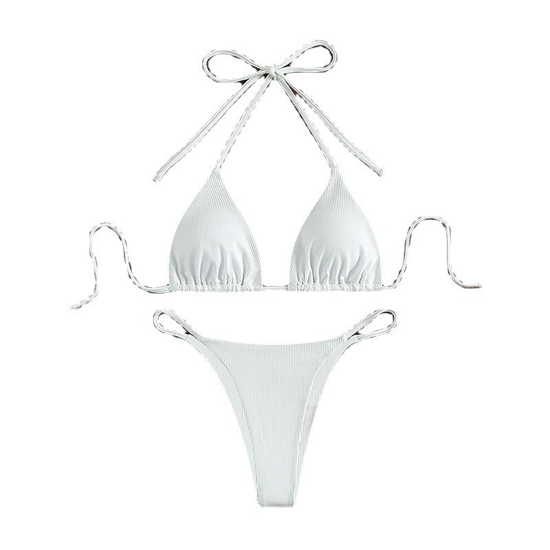 Damen Triangel-Bikini mit anpassbaren Bindebändern und modischem Ripp-Design Echo Archiv