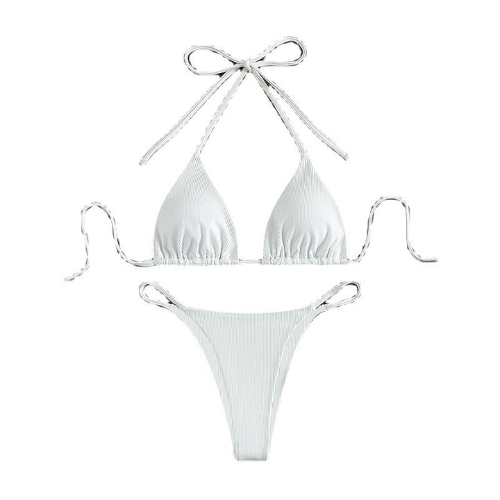 Damen Triangel-Bikini mit anpassbaren Bindebändern und modischem Ripp-Design Echo Archiv