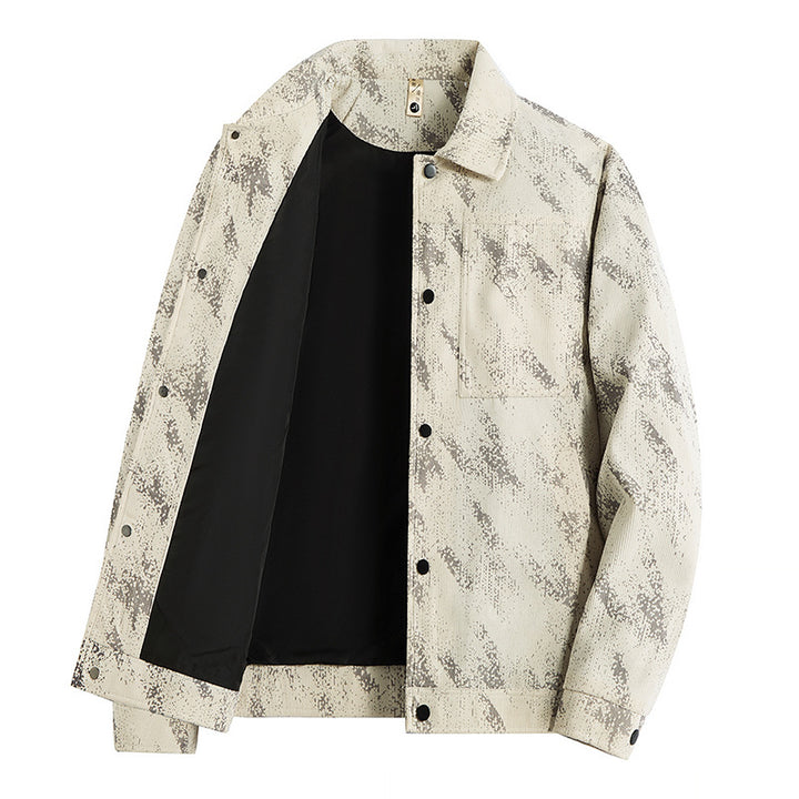 Herren Leichte Overshirt-Jacke mit dezenter Reptilprägung und Druckknopfverschluss Echo Archiv