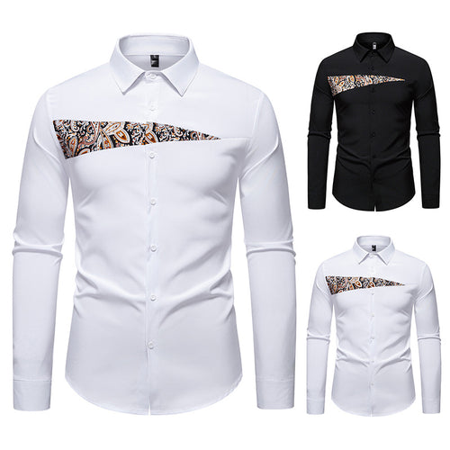 Herren modisches Langarmhemd mit Paisleymuster-Details Echoarchiv