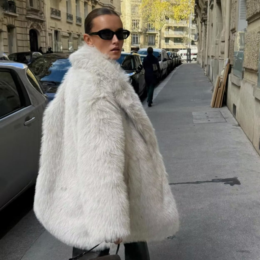 Damen Faux-Fur-Mantel mit Oversize-Schalkragen und langem, taillenfreiem Schnitt Echo Archiv