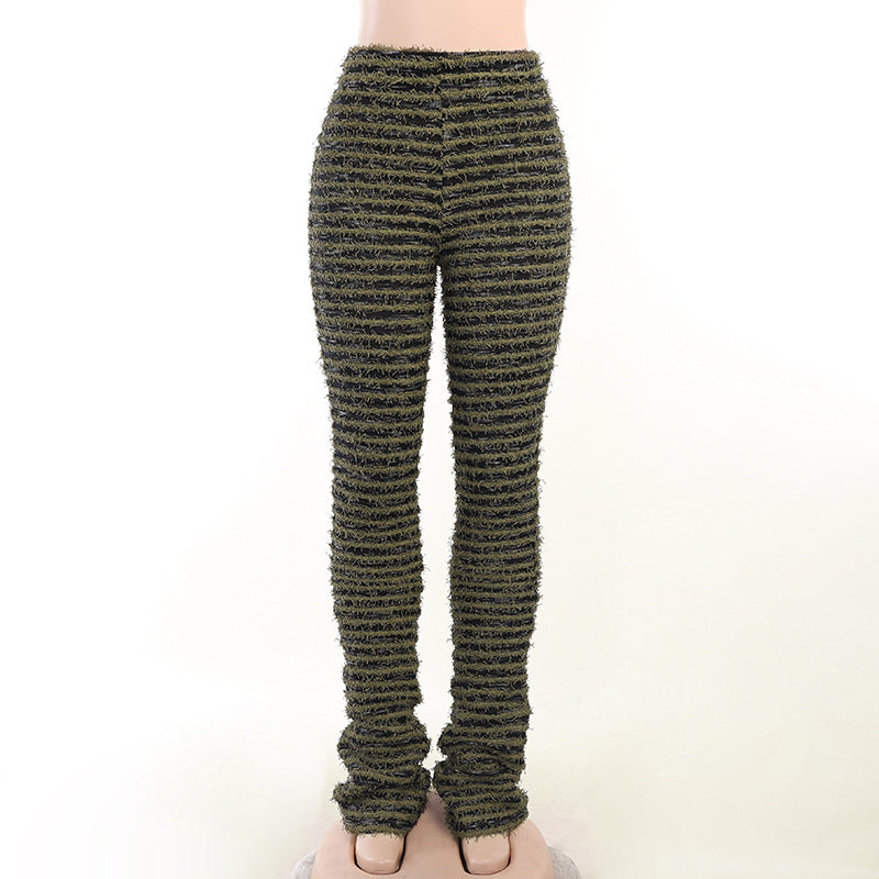 Damen Strukturierte Rippstrick-Hose mit hohem Bund und gerafften Beinenden Echo Archiv