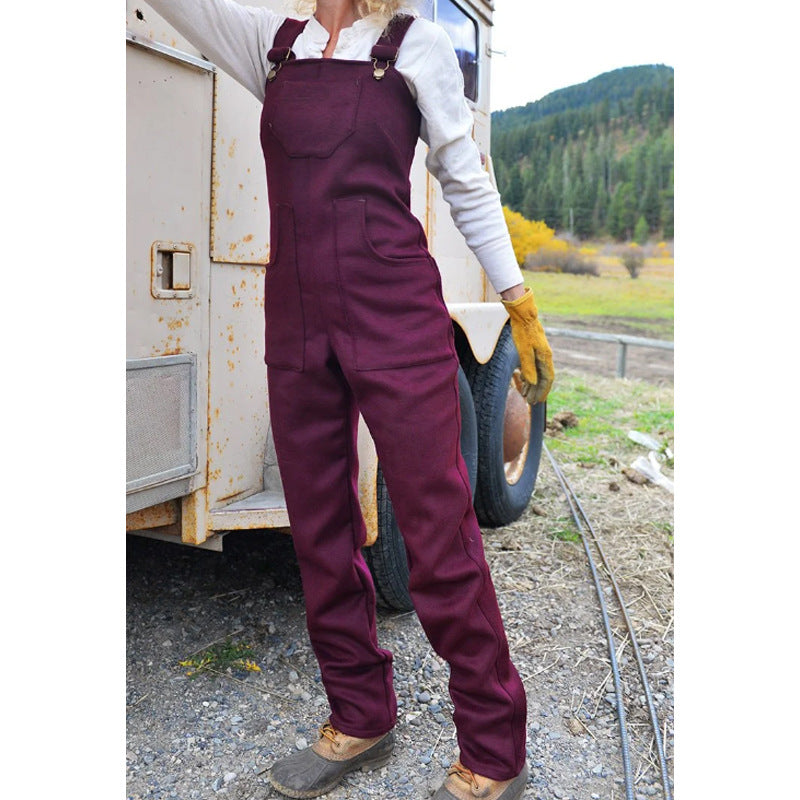 Damen Robuste Workwear-Latzhose aus Canvas mit verstellbaren Trägern und geradem Bein – Avérine