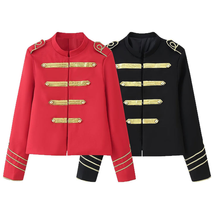 Damen Kurzblazer im Militärstil mit goldener Galonapplikation Echoarchiv