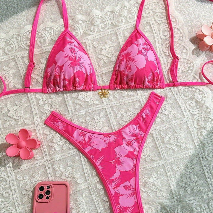 Damen Triangel-Bikini mit floralem Design und verstellbaren Trägern Echo Archiv