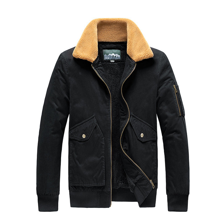 Herren Pilotenblouson mit Sherpa-Futter und Umlegekragen – Taviero