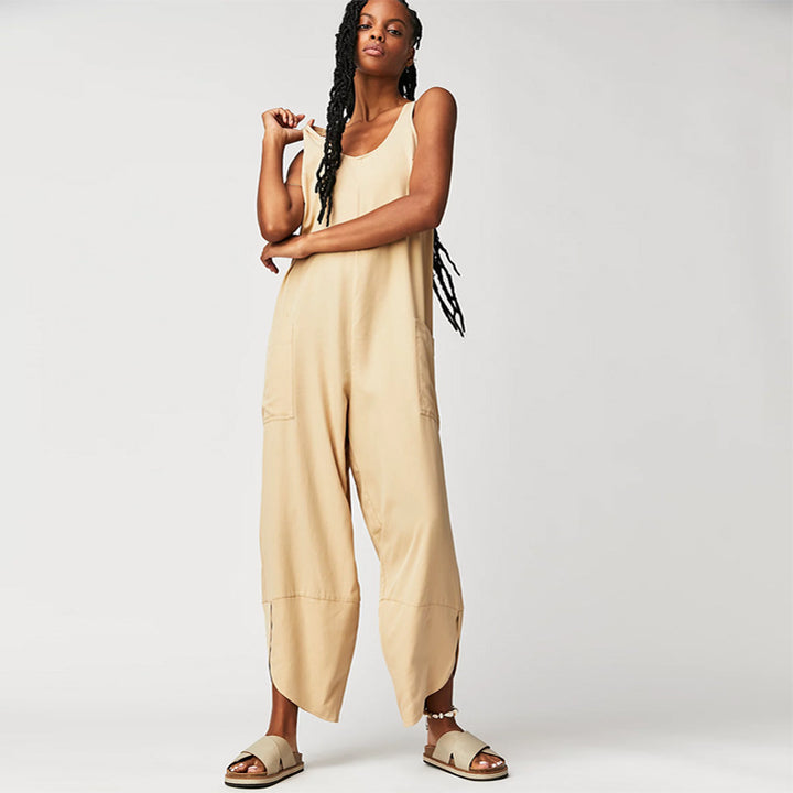 Damen Lässiger Jumpsuit mit weitem Bein und seitlichen Taschen Echo Archiv