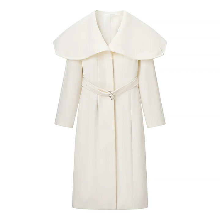 Damen nan eleganter Mantel mit übergroßem Cape-Kragen und Taillengürtel Echo Archiv