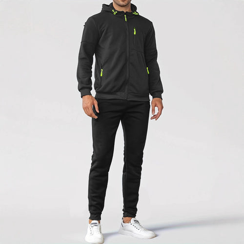 Herren technische Kapuzenjacke mit durchgehendem Frontreißverschluss, Brusttasche mit Reißverschluss und elastischen Bündchen – Taviero