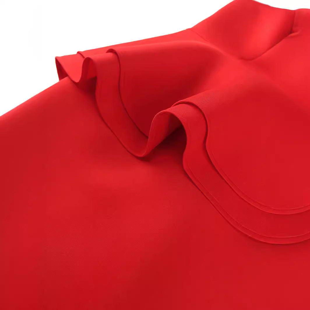 Damen figurbetontes Cocktailkleid mit asymmetrischem Rüschenvolant Echo Archiv