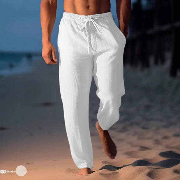 Herren Komfortable Leinenhose mit elastischem Bund und seitlichen Taschen Echoarchiv