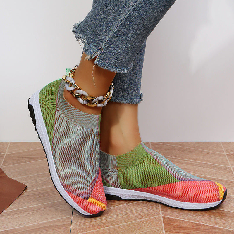 Damen Leichte Strick-Slipper-Sneaker ohne Schnürung mit atmungsaktivem Mesh und gedämpfter Plateausohle – Lioré