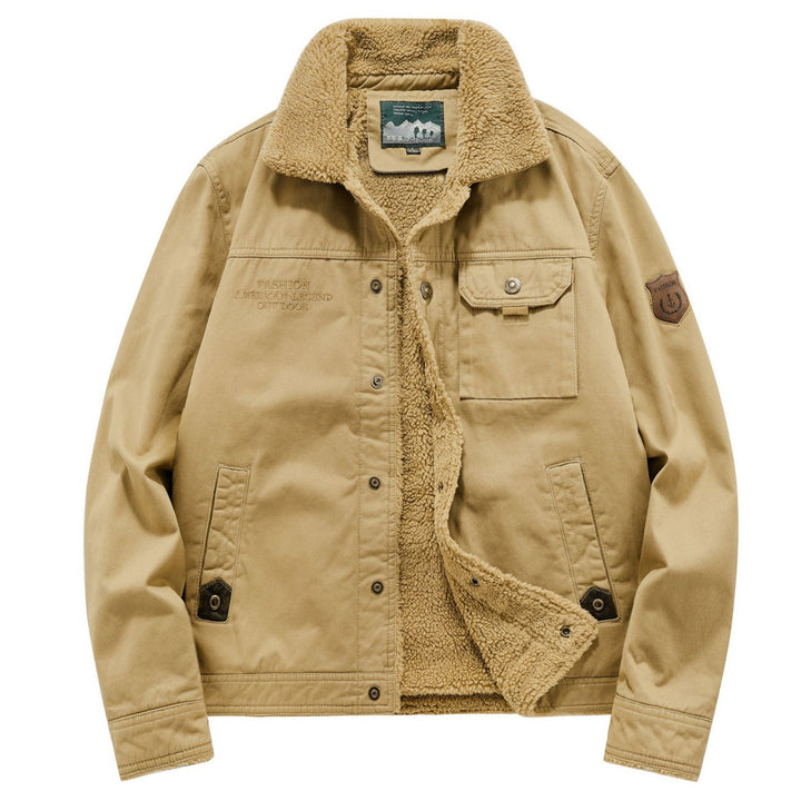 Herren Sherpa-gefütterte Canvas-Fieldjacke mit Hemdkragen und Utility-Taschen Echo Archiv
