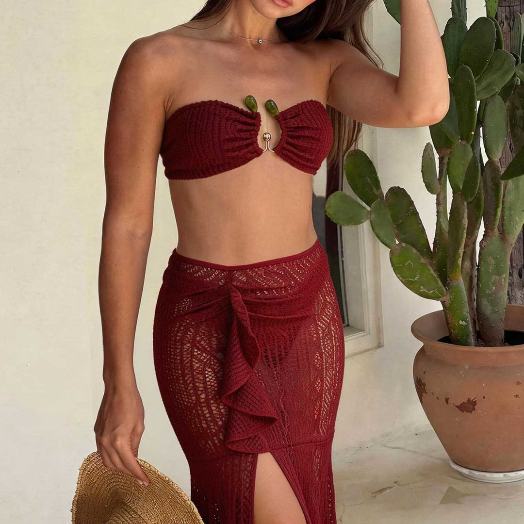 Damen Bandeau-Bikini mit Rüschenrock und elegantem Verschluss Echo Archiv