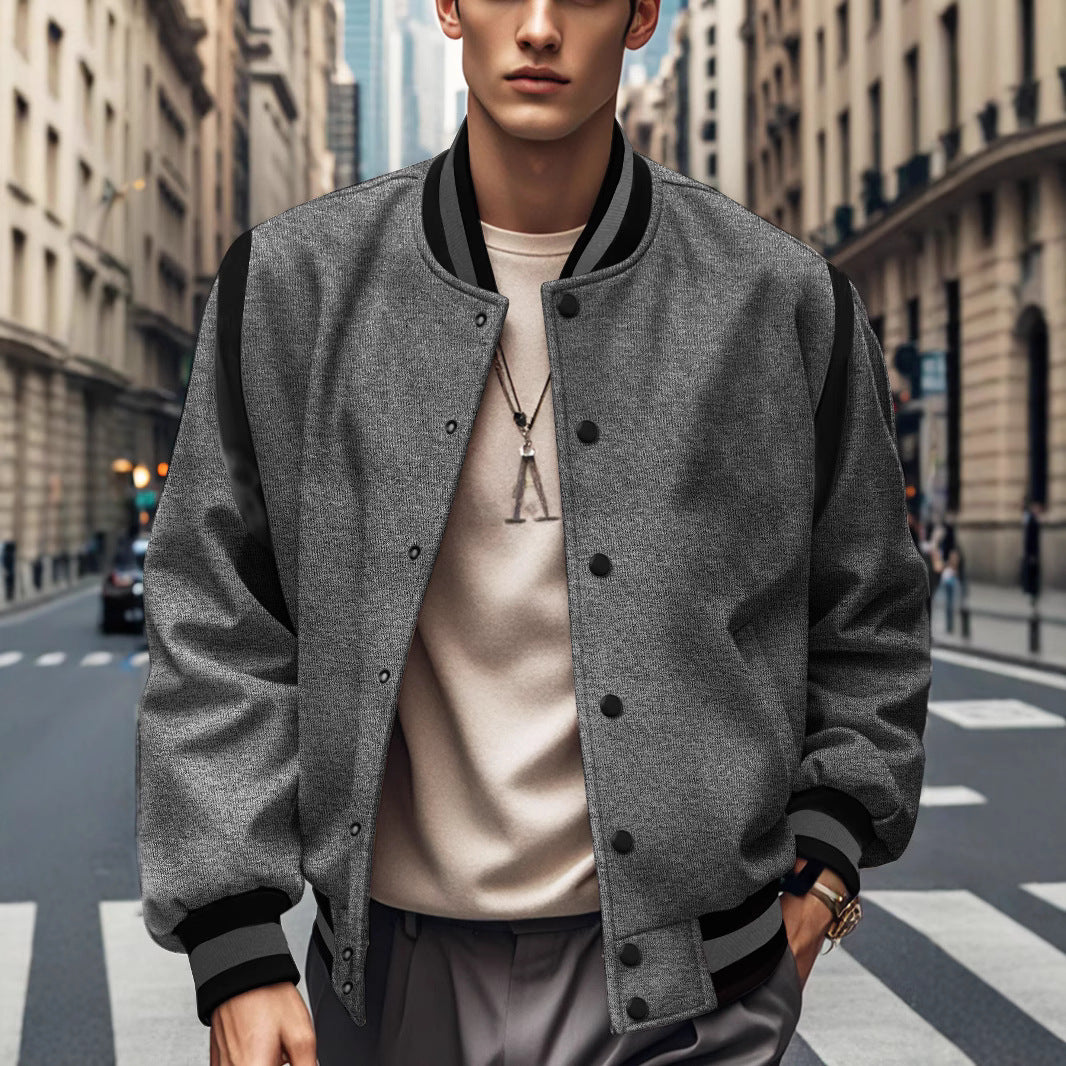 Herren Sportliche Collegejacke mit kontrastrierenden Ärmeln und Knopfdetails Echoarchiv