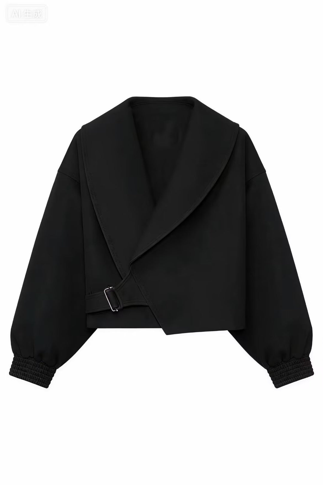 Damen Kurze Oversized Jacke mit breitem Schalkragen, Ballonärmeln und Taillenriegel Echoarchiv