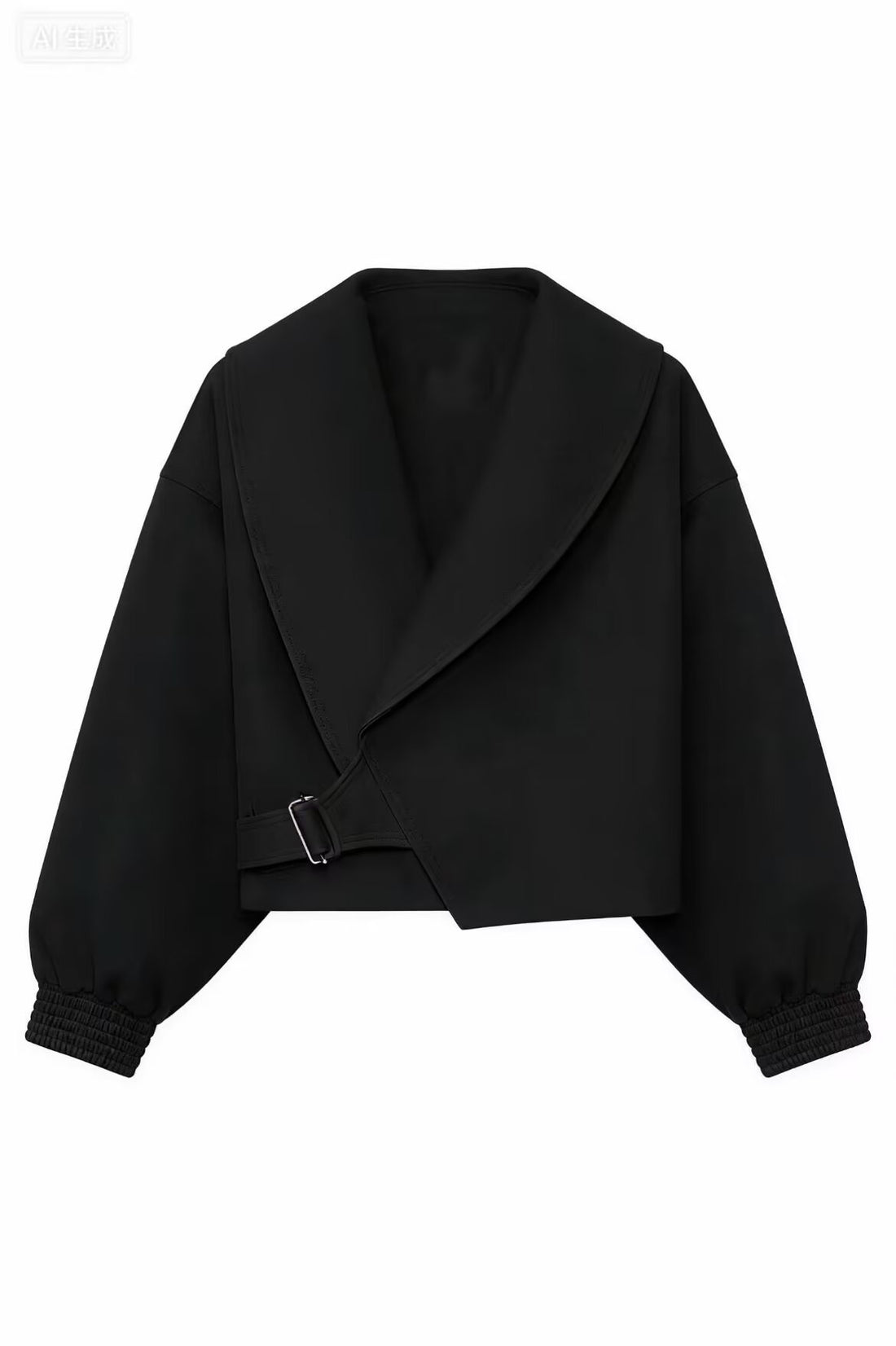 Damen Kurze Oversized Jacke mit breitem Schalkragen, Ballonärmeln und Taillenriegel Echoarchiv