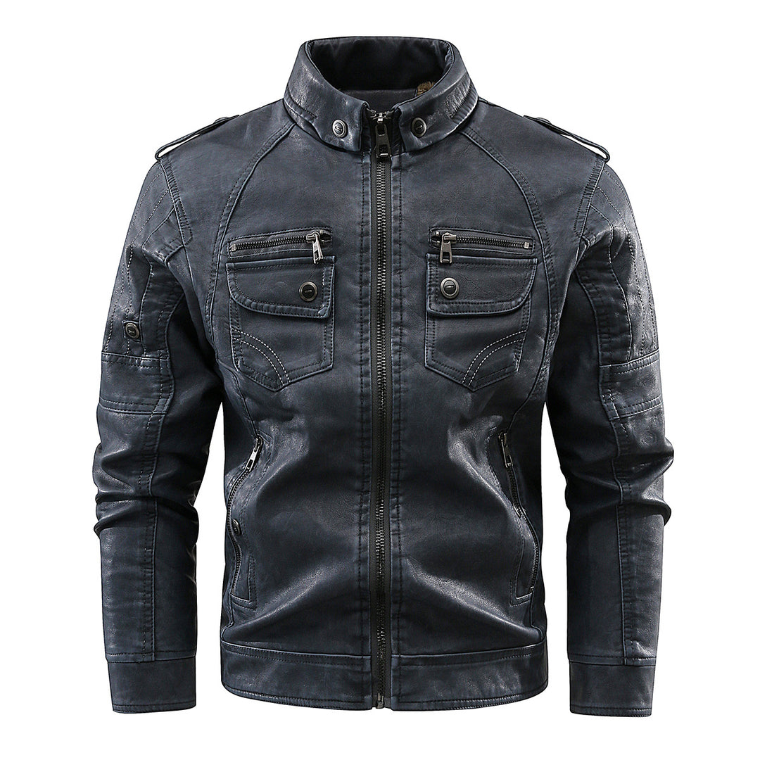 Herren elegante Lederjacke mit praktischen Taschen und Reißverschlussdetails Echoarchiv