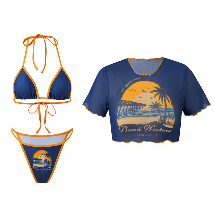 Damen Crop-Top und Bikini-Set mit fruchtigem Design Echo Archiv